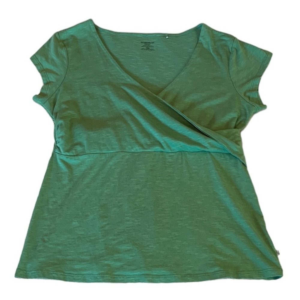 Donated! Like New Green Wrap Short Sleeve Sz L Top